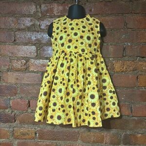 Sunflower Print Yellow Girls' Dress